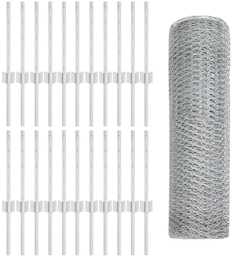 Postes de Cerca vidaXL 11 pcs U-Channel 40 cm Aço Galvanizado