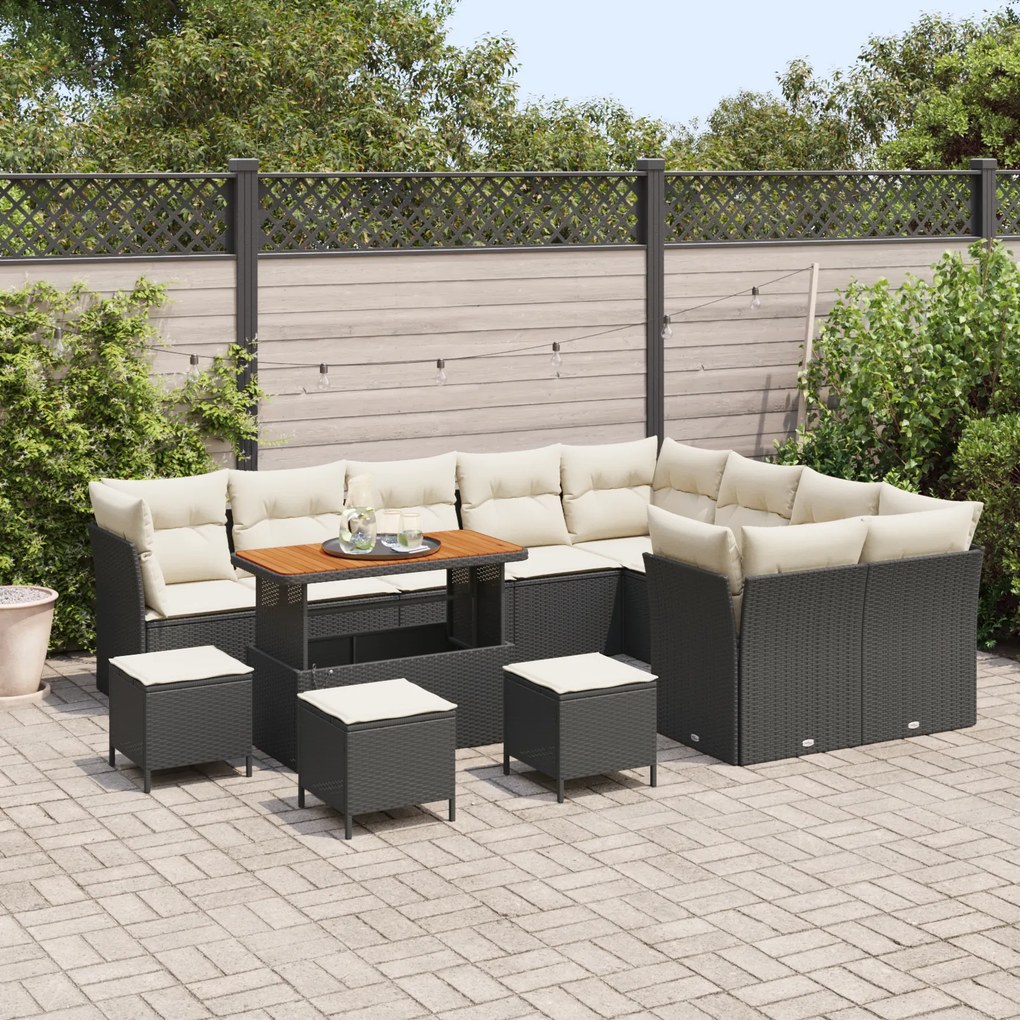 Conjunto de Sofá de Jardim de 13 Peças com Almofadas Rattan Sintético