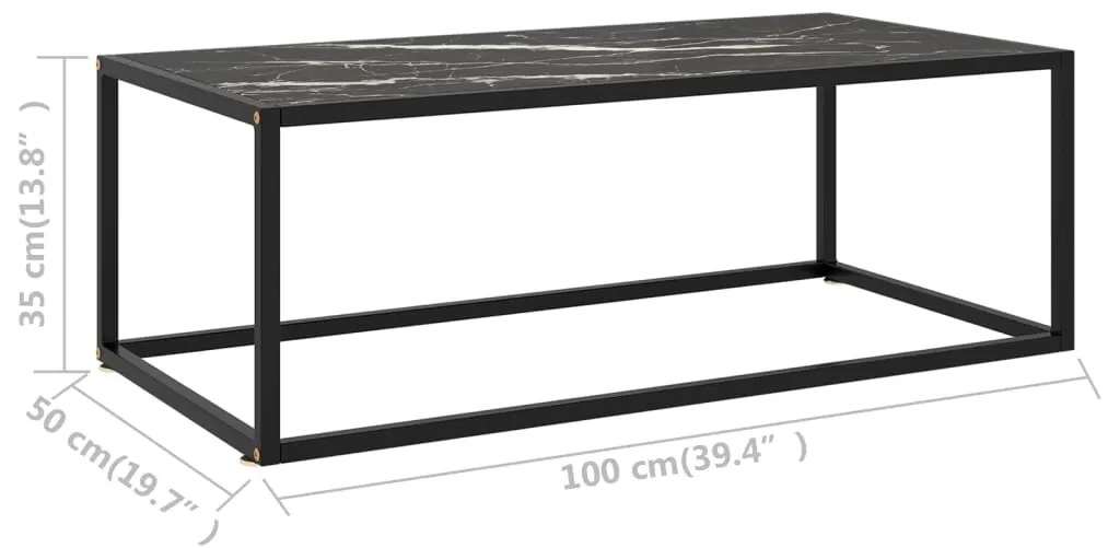 Mesa de centro 100x50x35 cm vidro mármore preto