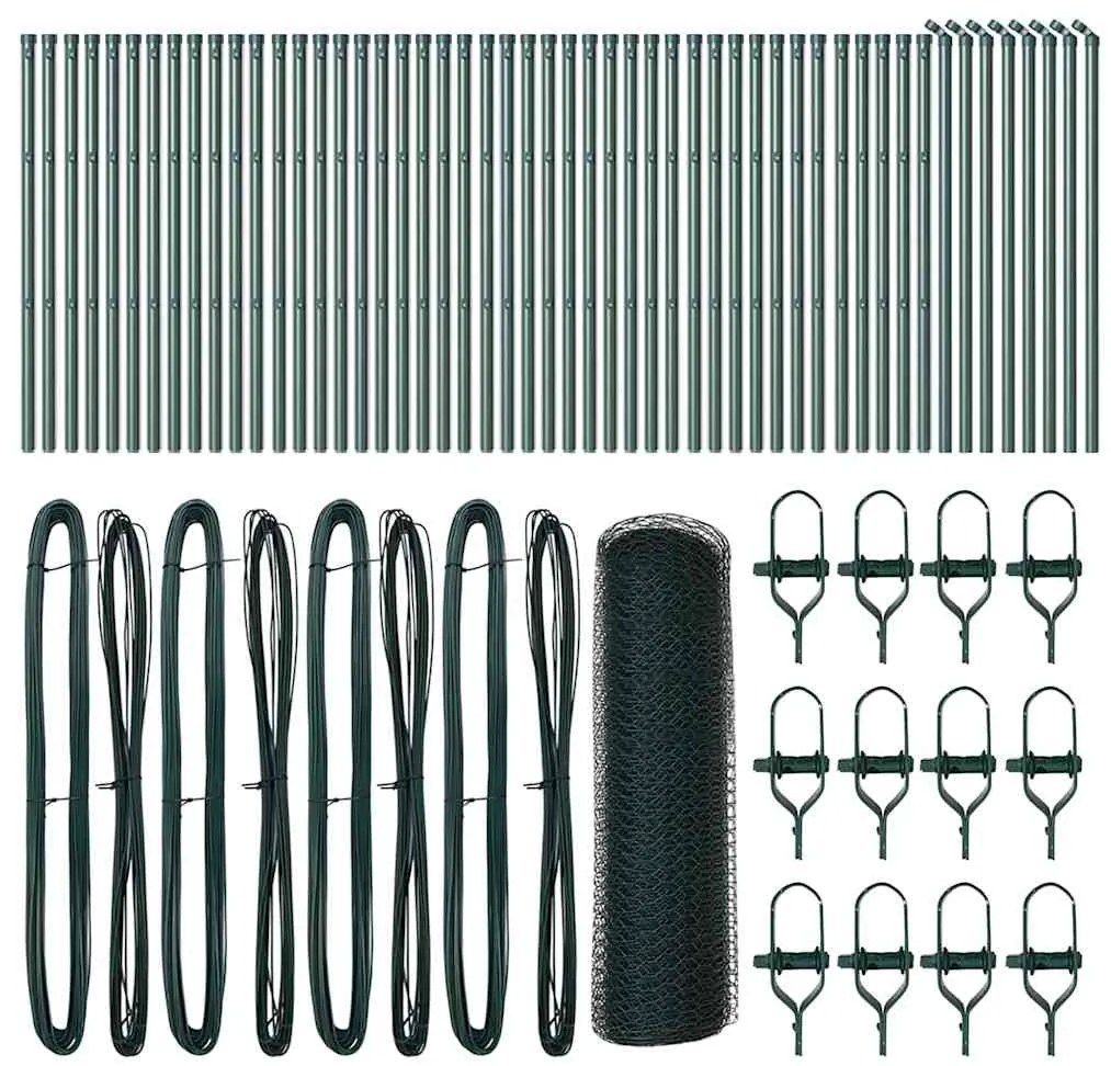 Cerca Hexagonal vidaXL Verde 0,6x100 m Aço