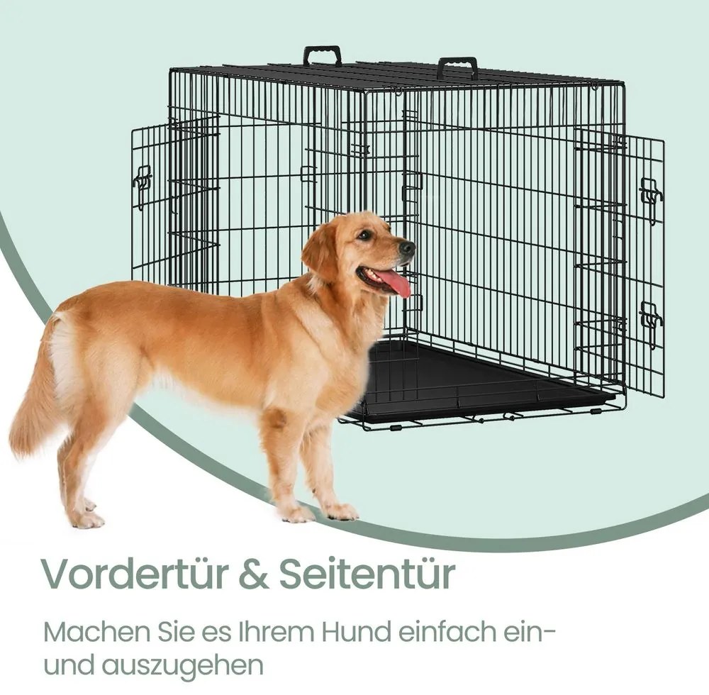 Gaiola dobrável para cães com 2 portas 122 x 74,5 x 80,5 cm preto