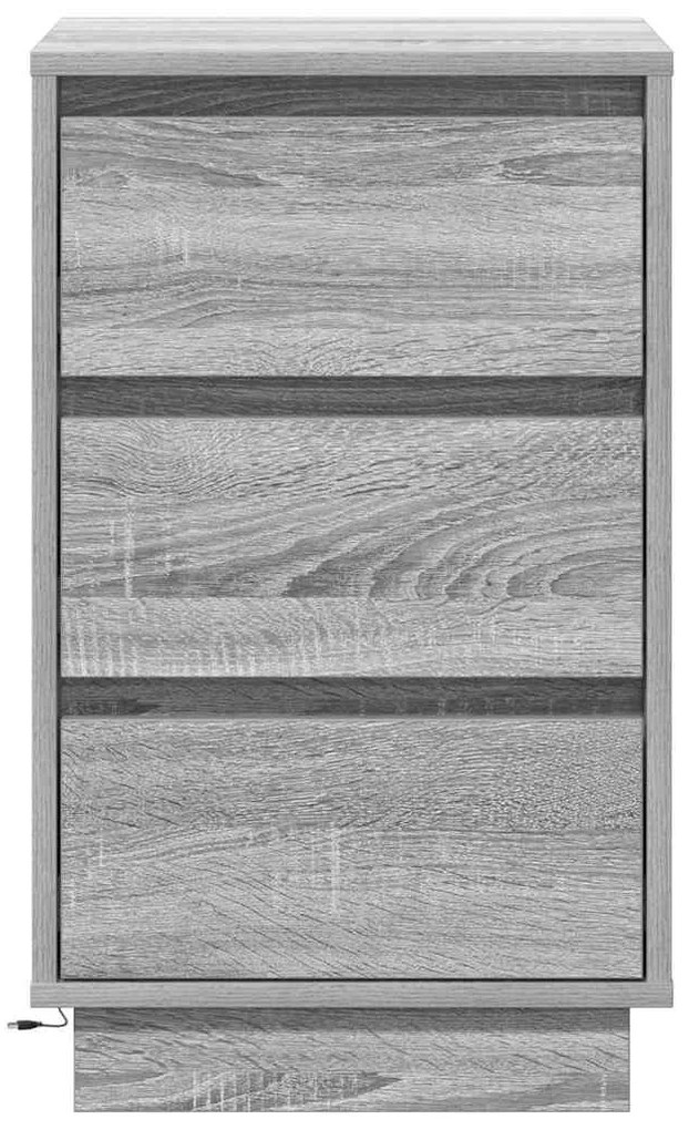 Armário de cabeceira com LED Cinza Sonoma 39x34.5x65 cm Madeira engenh