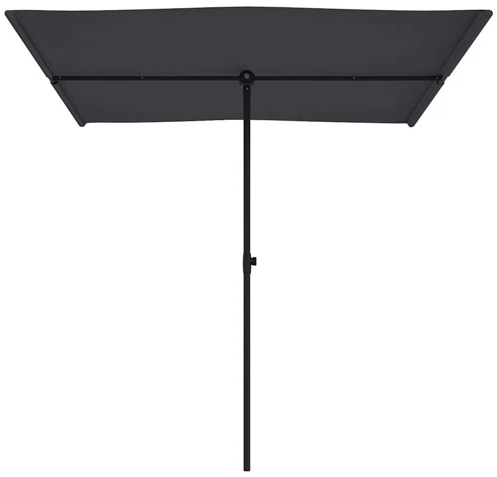 Guarda-sol de jardim com poste de alumínio 2x1,5 m preto