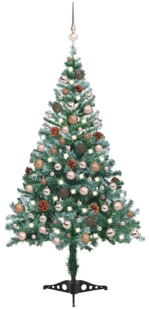 vidaXL Árvore de Natal pré-iluminada geada c/ bolas e pinhas 150 cm