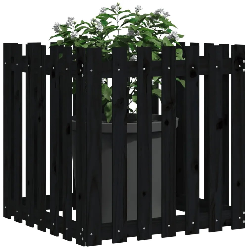 Vaso de jardim c/ design cerca 70x70x70 cm pinho maciço preto