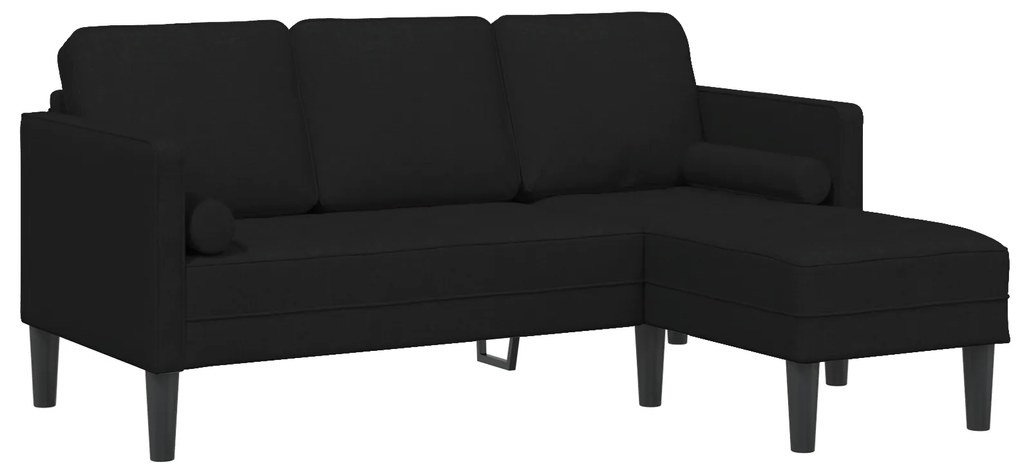 Conjunto de Sofá de 2 Peças com Almofadas em Tecido Preto