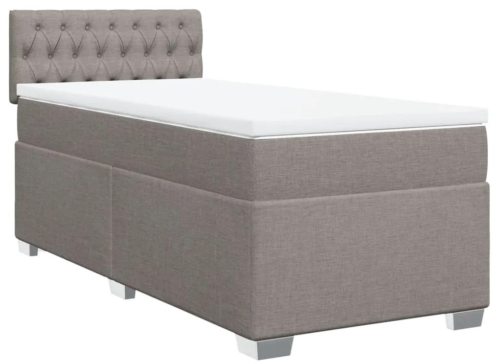 Cama com molas/colchão 100x200 cm tecido cinza-acastanhado