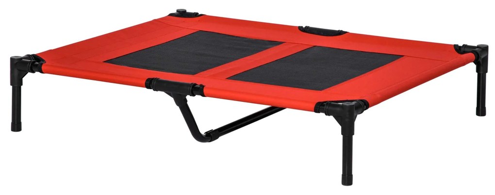 PawHut Cama Elevada para Cães Cama de Animais de Estimação com Malha Transpirável e Tecido Oxford 91,5x76,2x18cm Vermelho