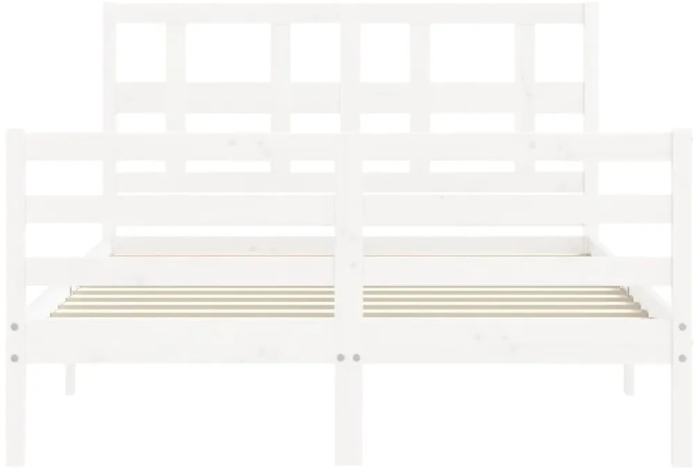 Estrutura de cama com cabeceira 140x200cm madeira maciça branco