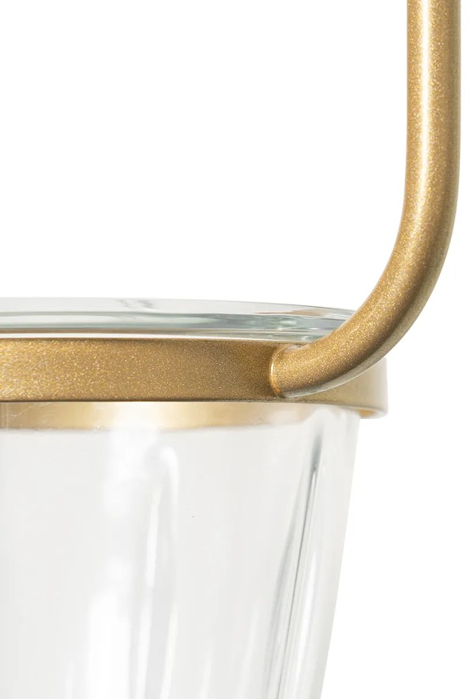 Candeeiro de suspensão Art Deco dourado com vidro branco 3-luzes - Isabella