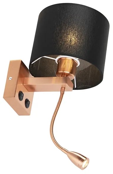Candeeiro de parede Art Deco cobre com abajur preto - Brescia Moderno,Art Deco
