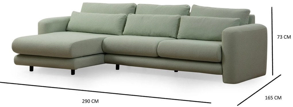 Sofá de Canto Lily – Verde – 290 x 165 cm