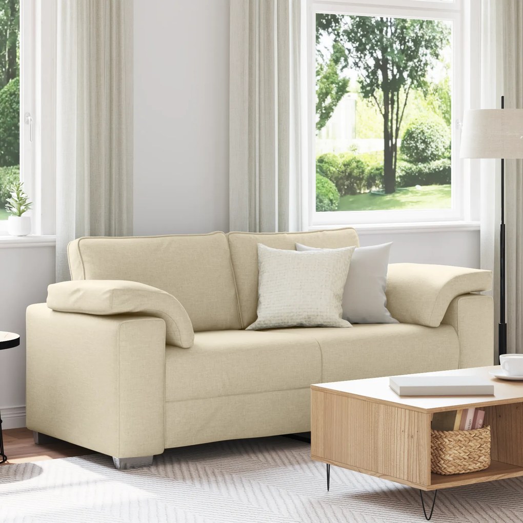 vidaXL Sofá Loveseat Creme 140 cm Tecido