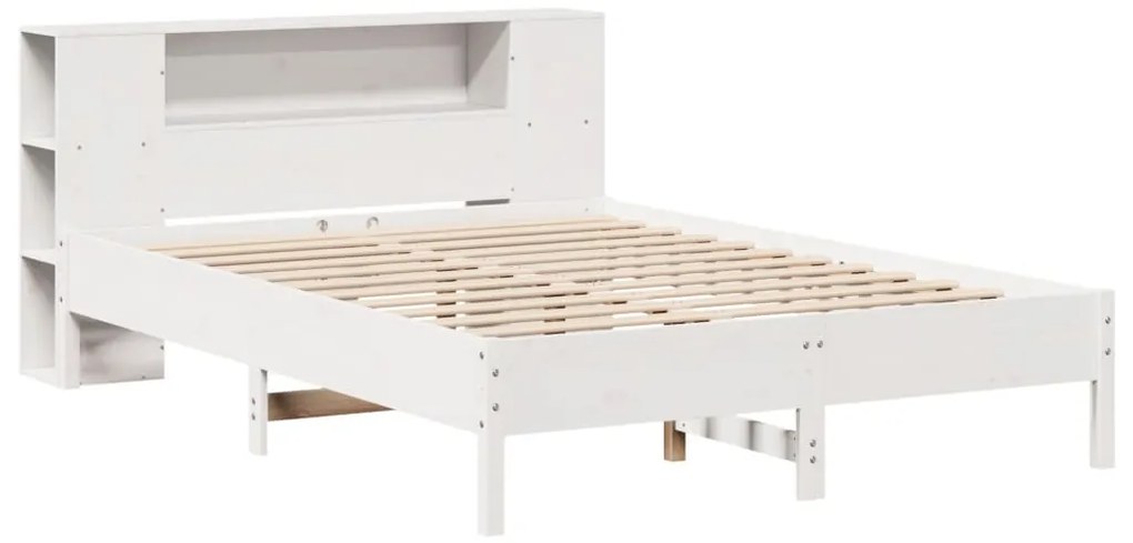 Cama com estante sem colchão 120x200 cm pinho maciço branco