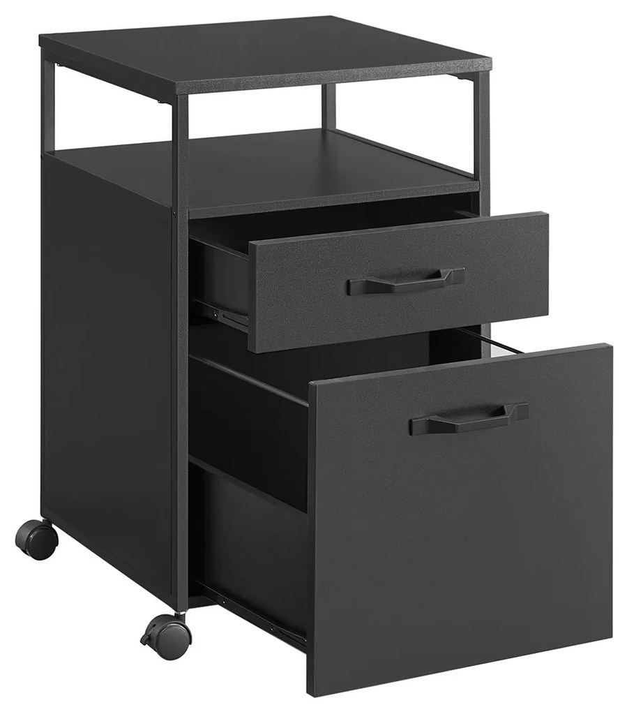 Arquivo móvel com 2 gavetas para escritório | VASAGLE | 42 x 44 x 66,5 cm | preto | OFC071B16.