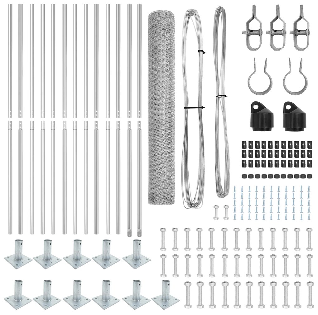 Conjunto de Cercas Conjunto de 2 Aço Galvanizado 25 x 1,2 m