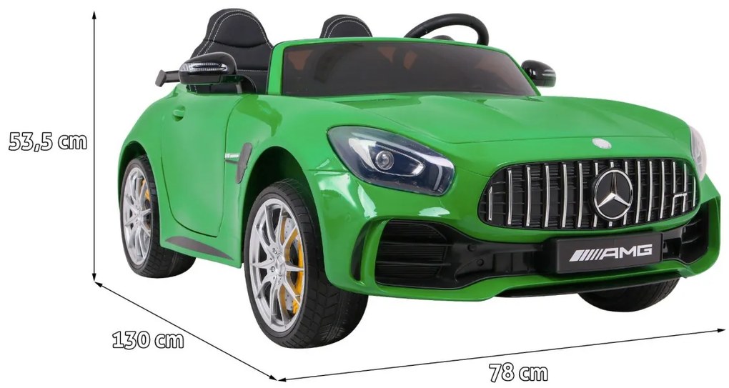 Carro elétrico para Crianças 24V 4x4 2 Lugares Mercedes-Benz GT R Rodas de EVA, Assento duplo de couro Verde Pintado