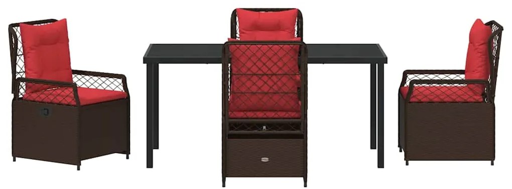 Conjunto de Jantar para Jardim 5 Peças em Polyrattan Castanho