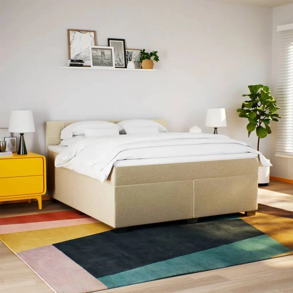 Cama com molas/colchão 180x200 cm tecido cor creme