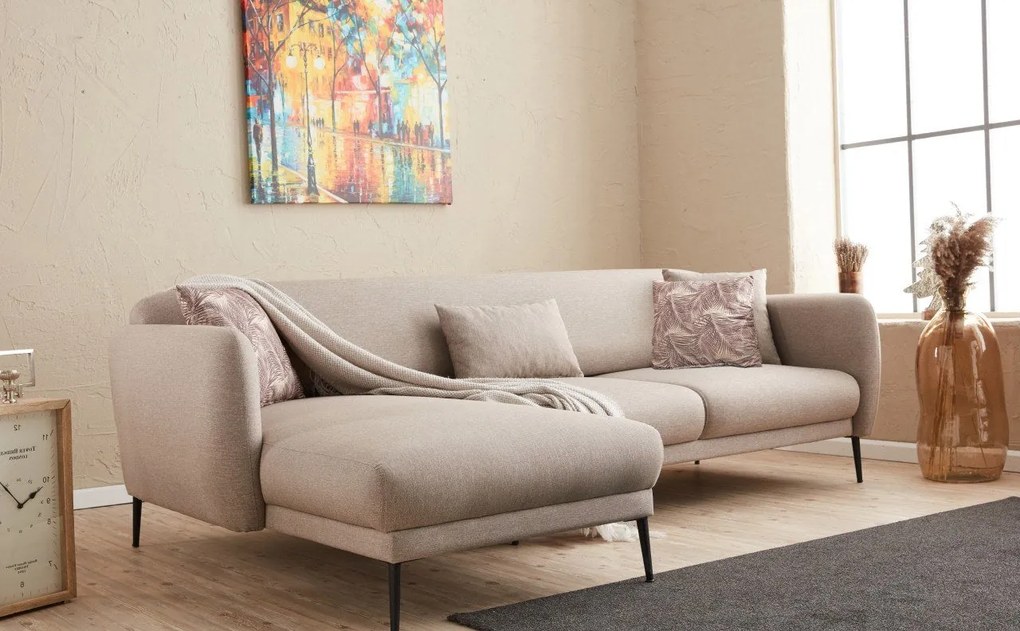 Sofá-Cama de Canto Venus – Creme – 265x80x163 cm