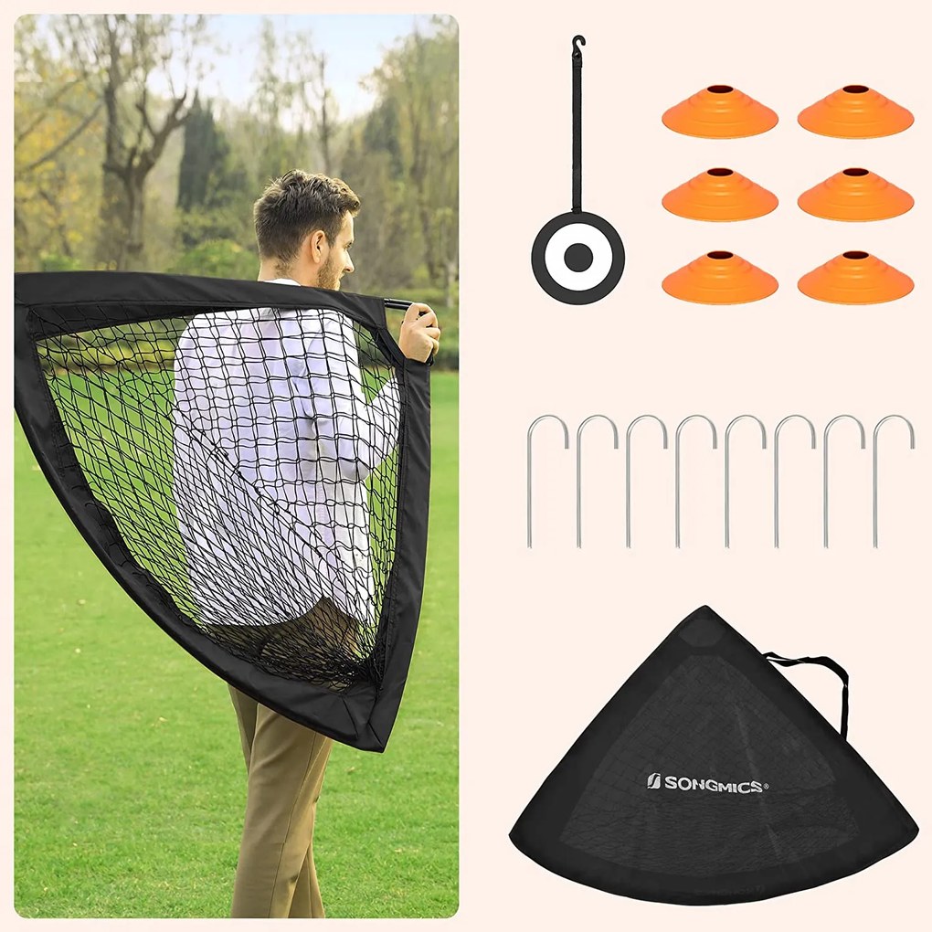 Conjunto de 2 balizas de futebol pop-up 120 x 91 x 91 cm preto