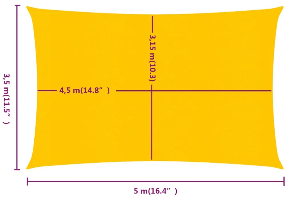 Para-sol estilo vela retangular 160 g/m² 3,5x5 m PEAD amarelo