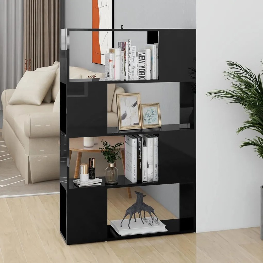 809141 vidaXL Estante/divisória 80x24x124,5 cm preto brilhante