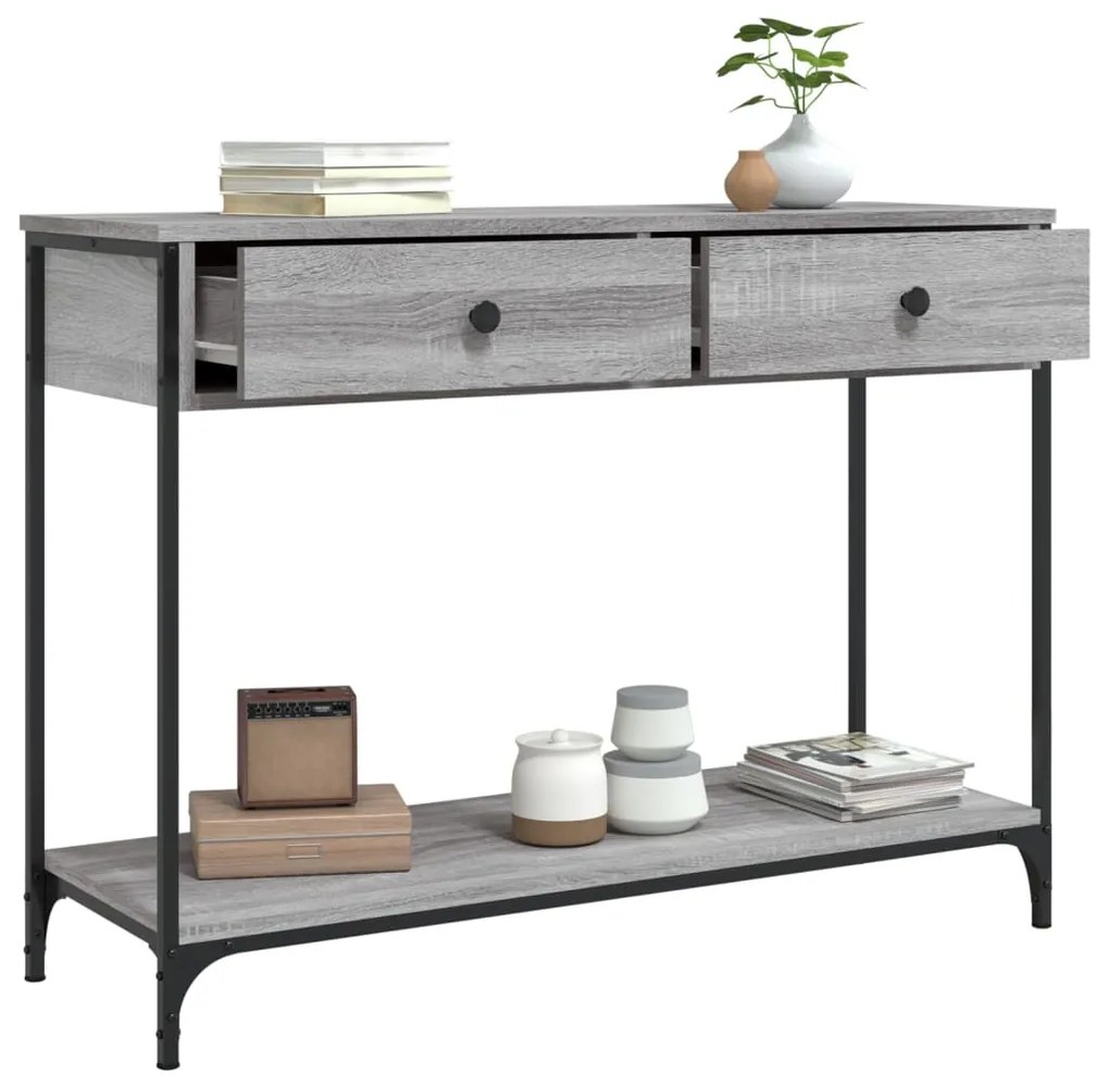 Mesa consola 100x34,5x75cm derivados de madeira cinzento sonoma