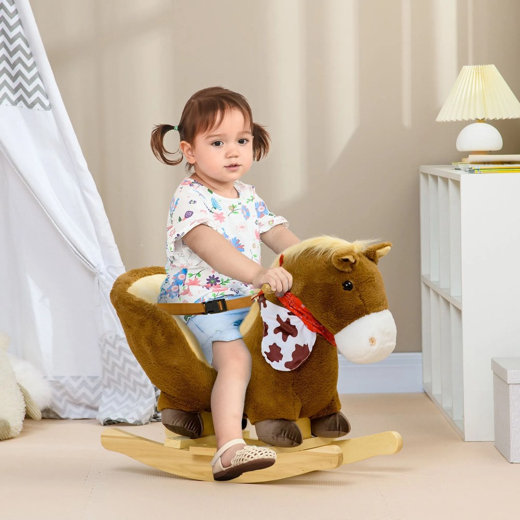 Cavalo Baloiço para Bebés 18-36 Meses Cavalo Baloiço com Sons Cinto de