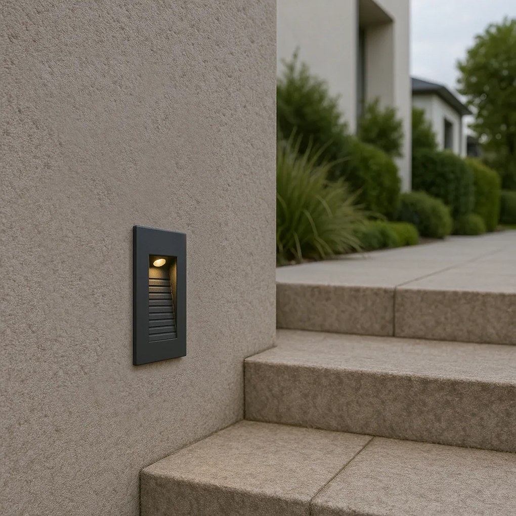 Conjunto de 6 lâmpadas de parede embutidas modernas pretas 7cm Incl. LED IP65 - Trem