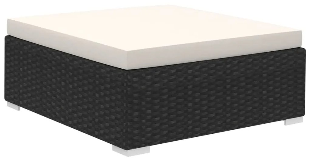 6 pcs conjunto lounge de jardim c/ almofadões vime PE preto