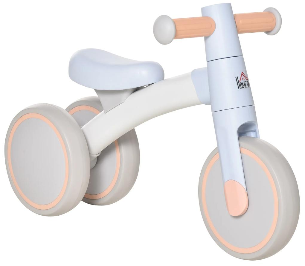 HOMCOM Bicicleta sem Pedais para Crianças de 1-3 Anos Bicicleta de Equilíbrio com 3 Rodas Silenciosas Carro Andador de Bebé 60x24x37cm Azul