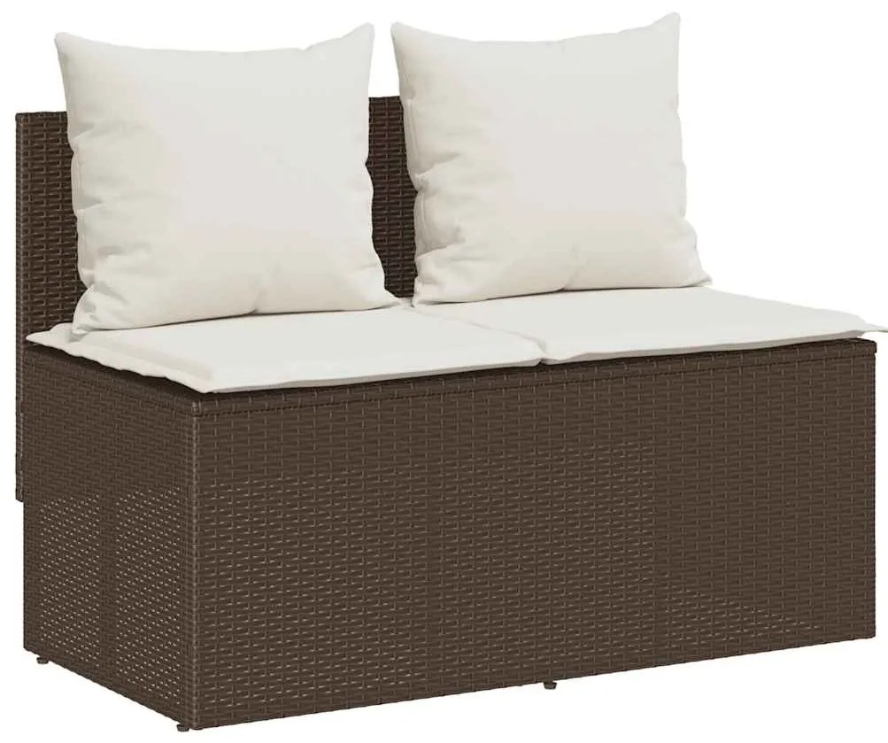 3 pcs conjunto jantar p/ jardim c/ almofadões vime PE castanho