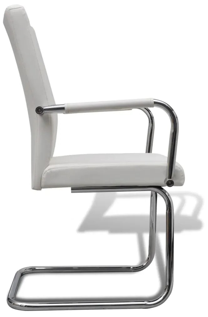 Cadeiras de jantar cantilever 2 pcs couro artificial branco