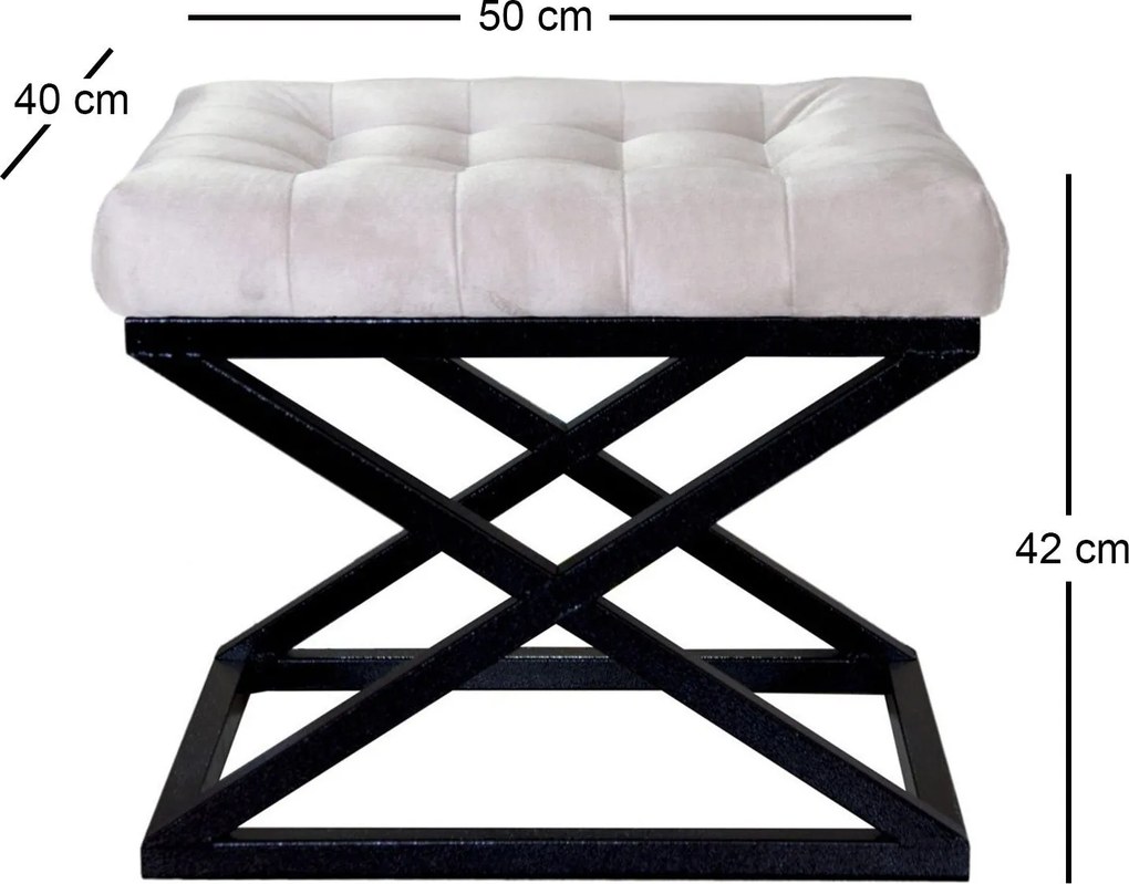 Pouffe Capraz – Preto e Branco – 50x42x40 cm