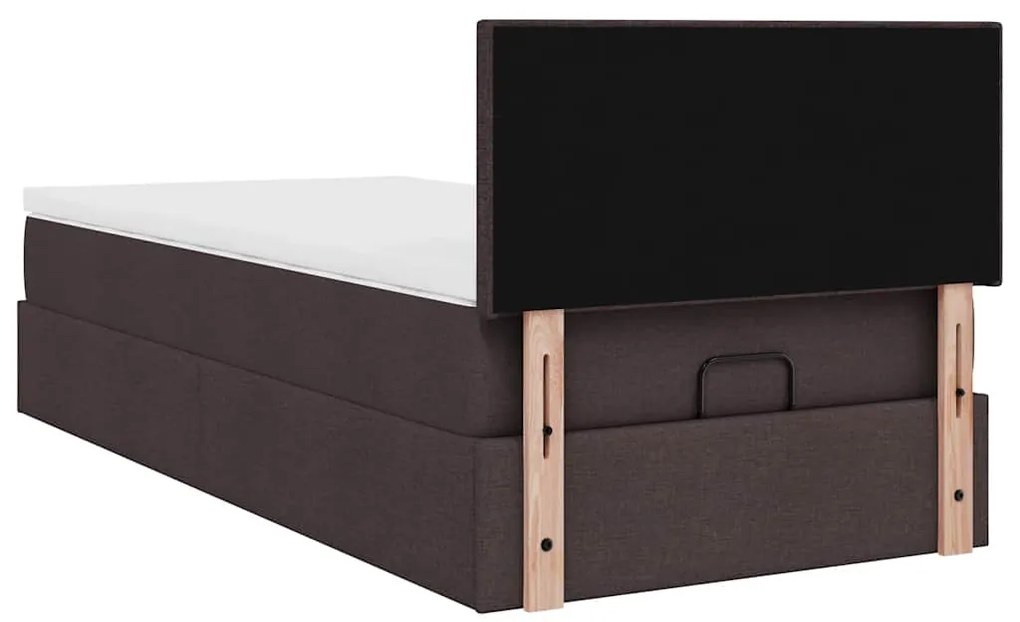 Estrutura cama otomana colchão 90x190 cm tecido castanho escuro
