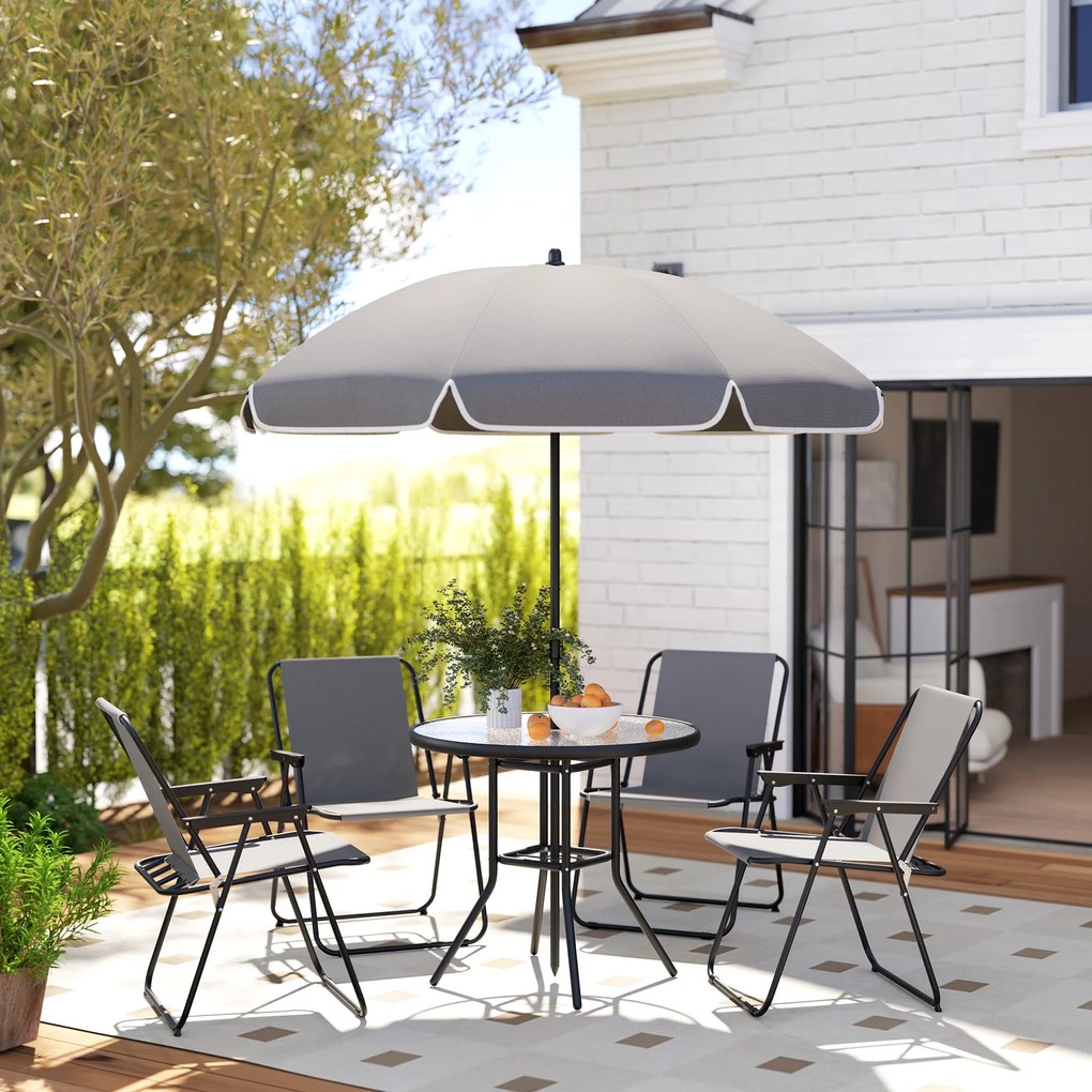 Conjunto de Mesa e Cadeiras de Jardim de 6 Peças Móveis de Jardim Exte