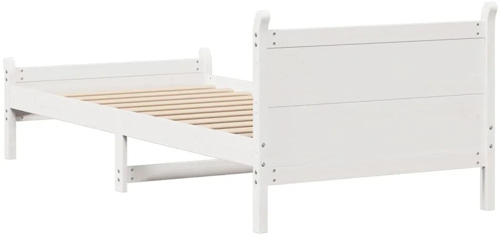 Cama sem colchão 75x190 cm madeira de pinho maciça branco