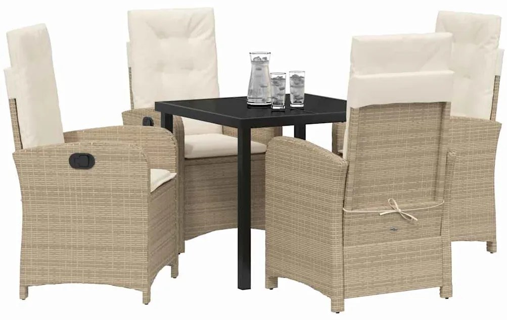 Conjunto de Jantar de Jardim de 5 Peças com Almofadas em bege de Ratta