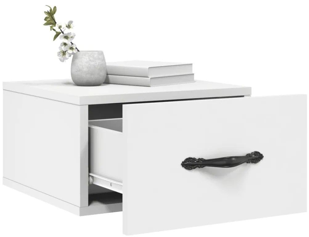Mesas de cabeceira montagem na parede 2 pcs 35x35x20 cm branco