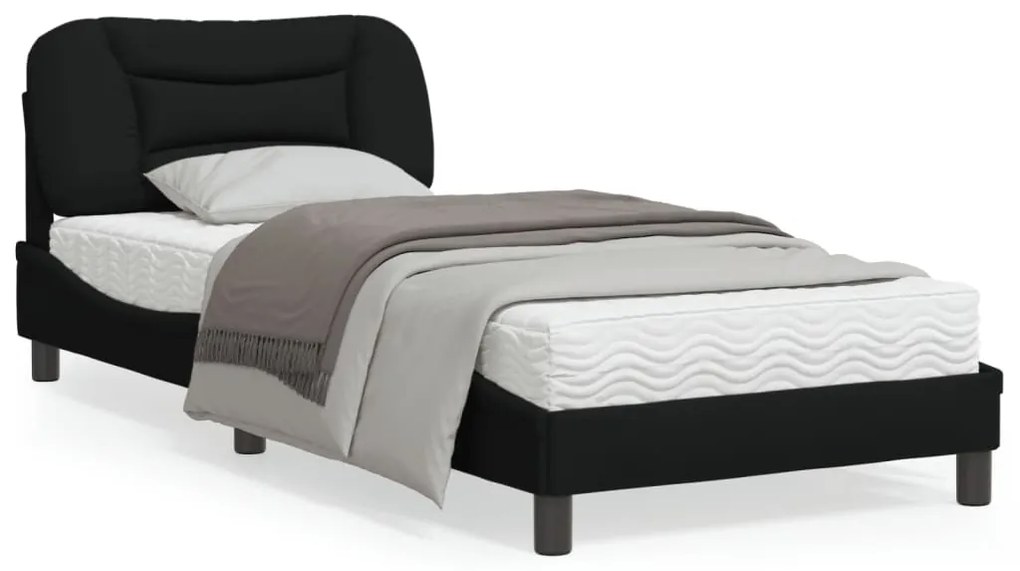 Estrutura de Cama Julie - Com luz LED - 90x190 cm - Tecido Preto