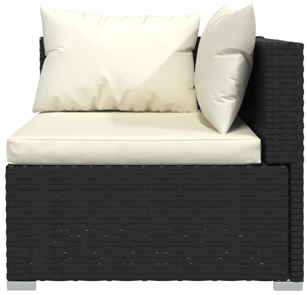 6 pcs conjunto lounge de jardim c/ almofadões vime PE preto