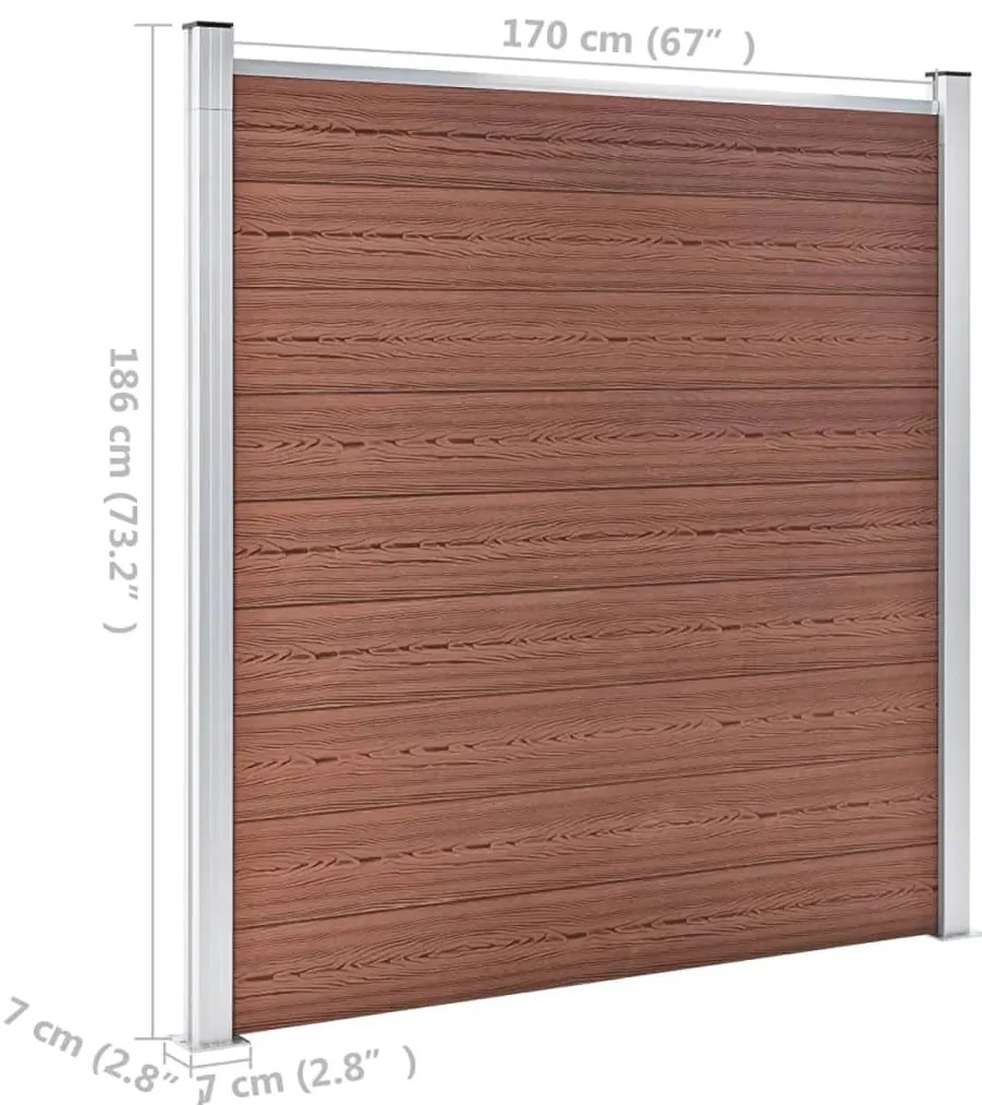 Painel de vedação para jardim 526x186 cm WPC castanho