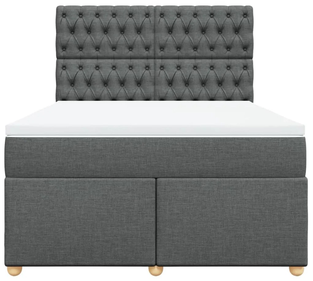 Cama com molas/colchão 140x200 cm tecido cinzento-escuro