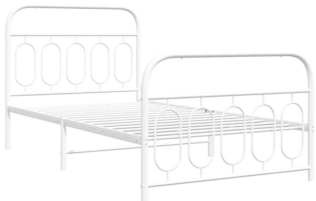 Estrutura de cama com cabeceira e pés 100x200 cm metal branco