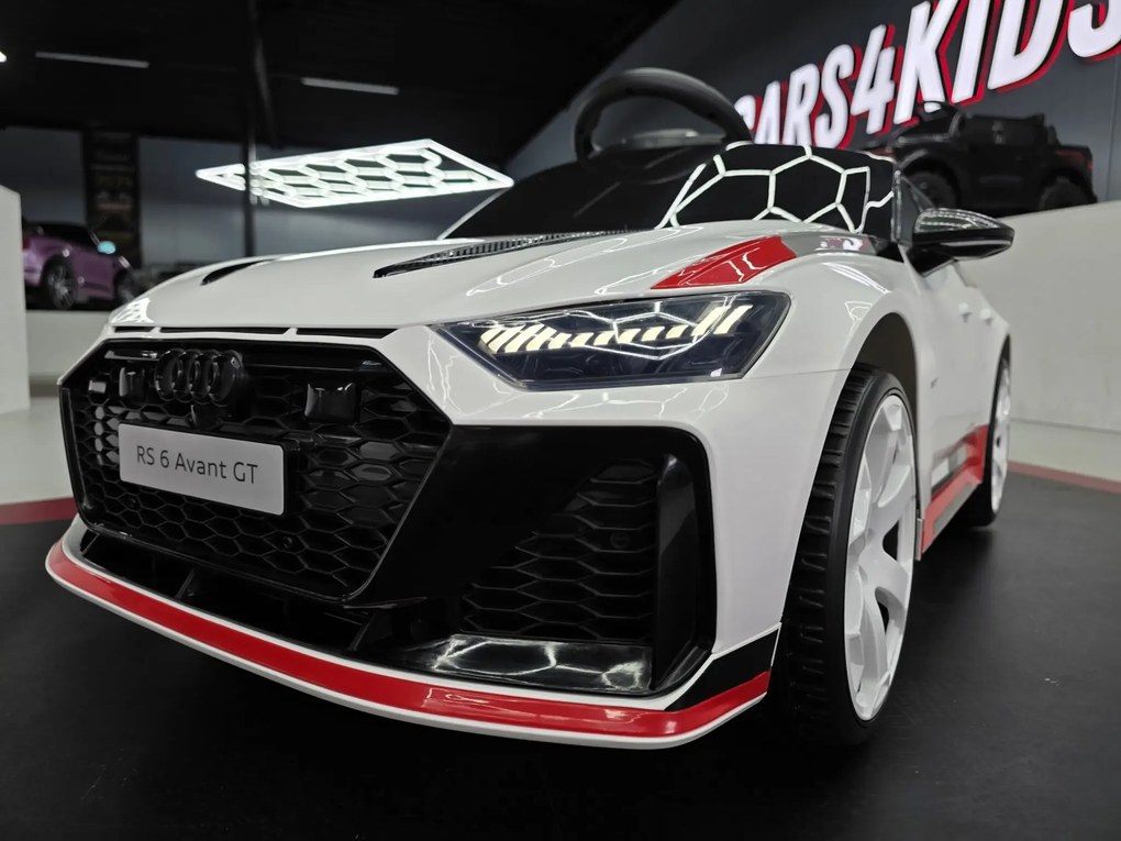 Carro elétrico infantil Audi RS6 Avant GT 12V 4x4 , telecomandado, pneus de EVA, assento em pele Branco