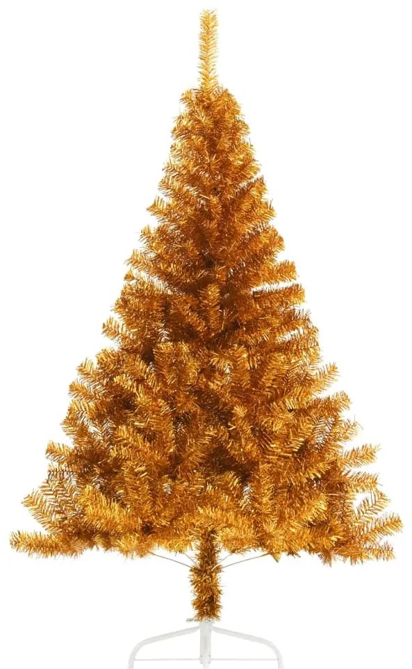 Meia árvore de Natal artificial com suporte 180 cm PET dourado