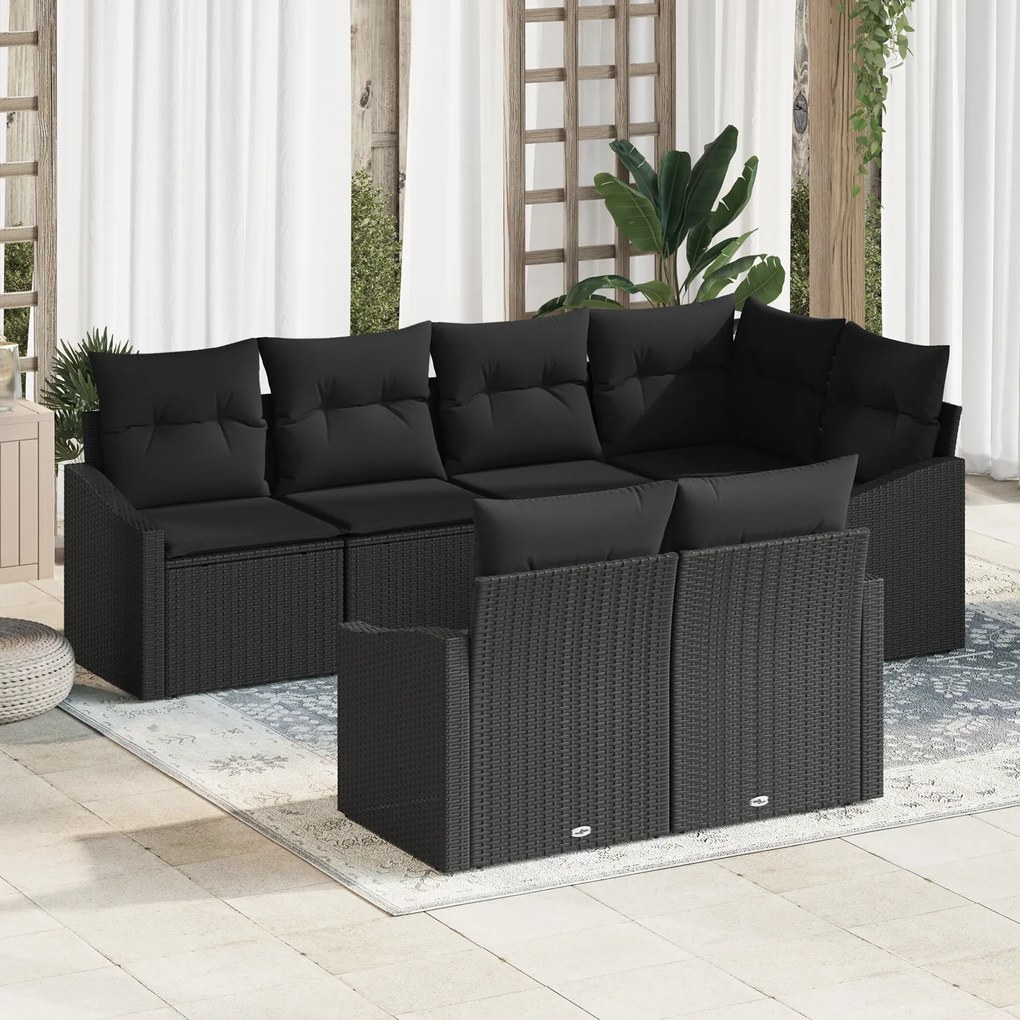 Conjunto de Jantar para Jardim de 7 Peças com Almofadas em Rattan Sint