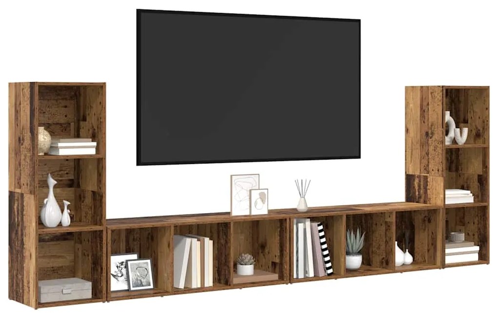 Gabinete para TV 4 pcs Madeira Antiga 37 x 35 x 107.5 cm