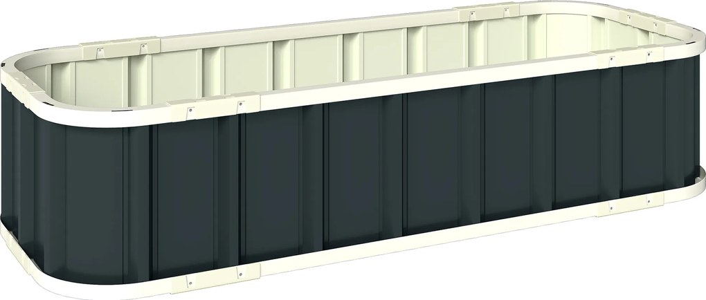 Outsunny Canteiro elevado em aço, vaso de plantio com fechos de clique, borda dobrada 136 x 52 x 31 cm Cinza escuro | Aosom Portugal